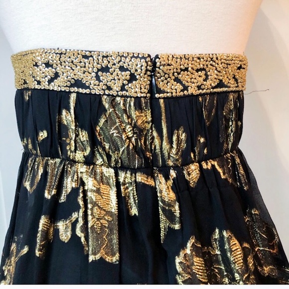 Cache Beaded Floral Sheer Overlay Strapless Dress - Picture 7 of 8